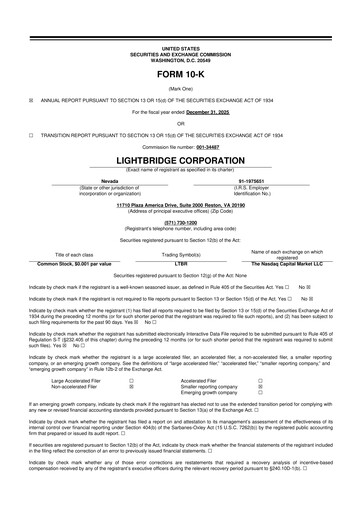 Thumbnail Lightbridge Corporation 10-K Annual Report 2025