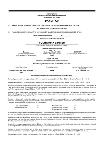 Thumbnail VolitionRx 10-K Annual Report 2025