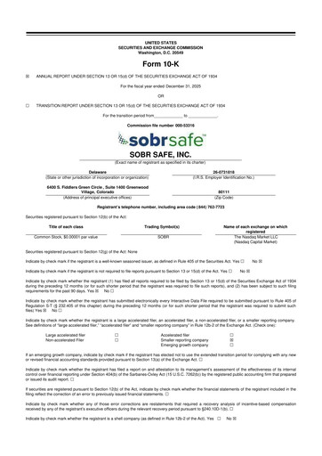 Thumbnail SOBR Safe 10-K Annual Report 