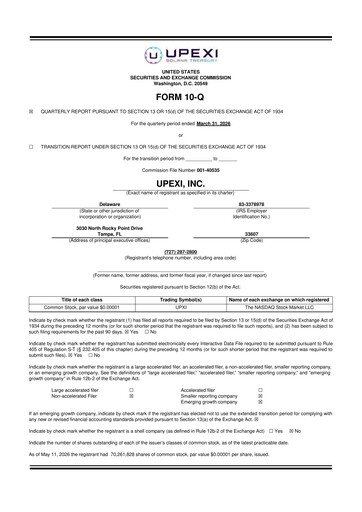 Miniature Upexi 10-Q Rapport trimestriel  