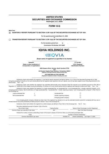 Vorschaubild IQVIA 10-Q Quartalsbericht 2020 