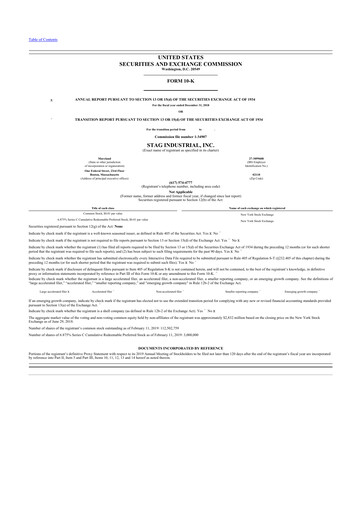 Thumbnail STAG Industrial 10-K Annual Report 2018