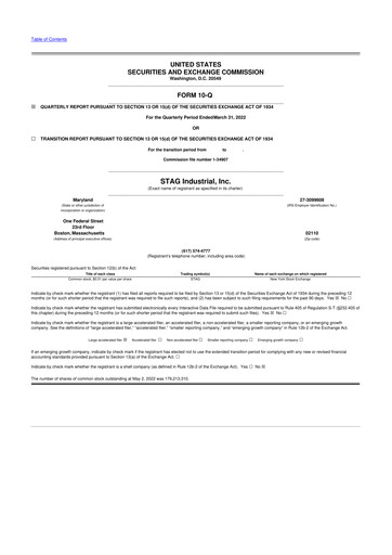 Thumbnail STAG Industrial 10-Q Quarterly Report FY2022 