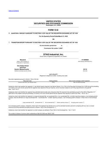 Thumbnail STAG Industrial 10-Q Quarterly Report FY2025 