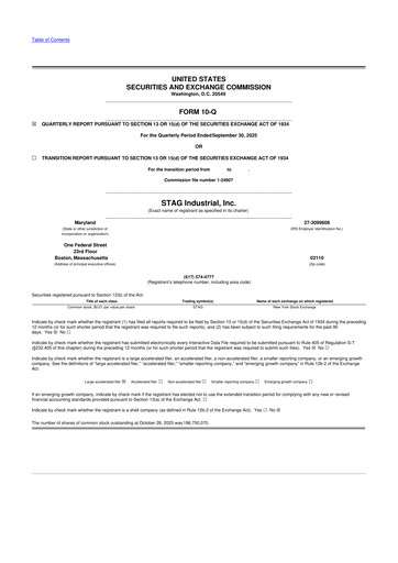 Thumbnail STAG Industrial 10-Q Quarterly Report FY2025 