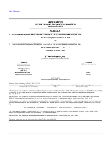 Thumbnail STAG Industrial 10-Q Quarterly Report FY2026 