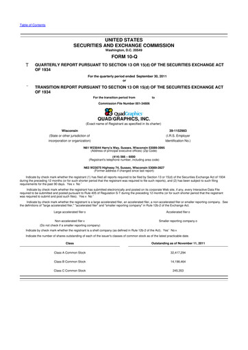 Thumbnail Quad 10-Q Quarterly Report FY2011 