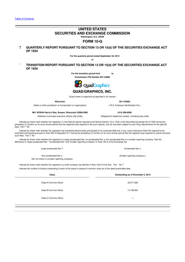 Thumbnail Quad 10-Q Quarterly Report FY2012 