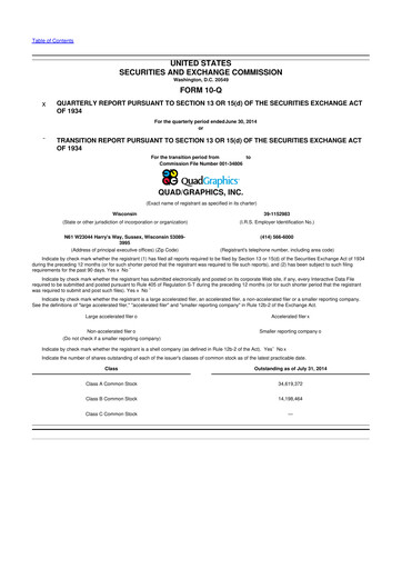Thumbnail Quad 10-Q Quarterly Report FY2014 