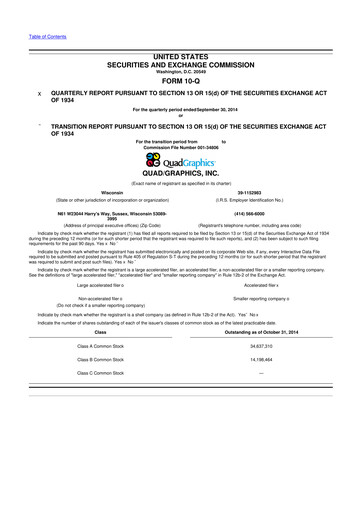 Thumbnail Quad 10-Q Quarterly Report FY2014 