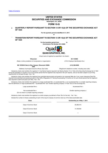 Thumbnail Quad 10-Q Quarterly Report FY2015 