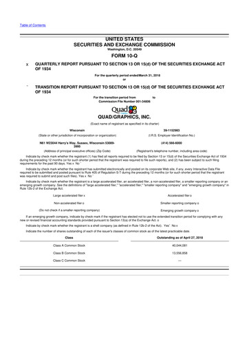 Thumbnail Quad 10-Q Quarterly Report FY2018 