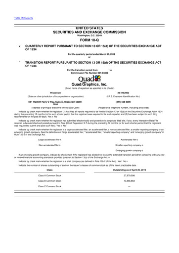 Thumbnail Quad 10-Q Quarterly Report FY2019 