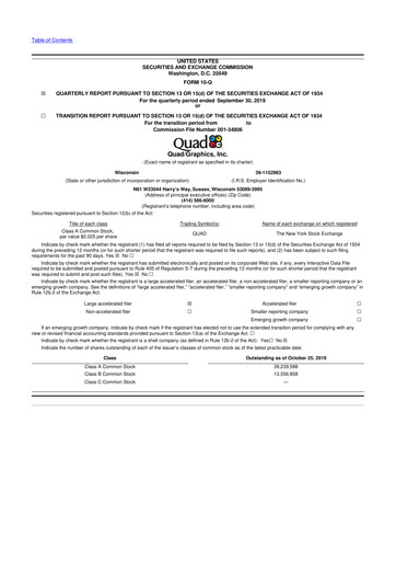 Thumbnail Quad 10-Q Quarterly Report FY2019 