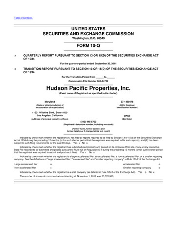 Thumbnail Hudson Pacific Properties
 10-Q Quarterly Report FY2011 