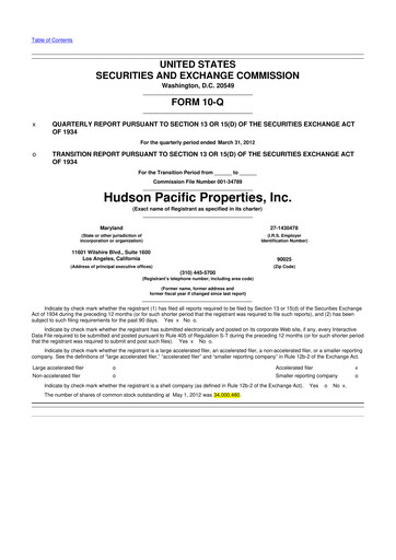 Thumbnail Hudson Pacific Properties
 10-Q Quarterly Report FY2012 