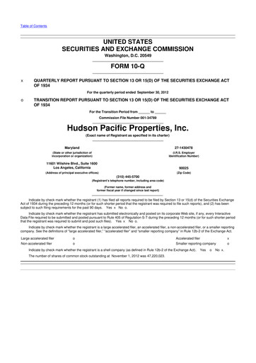 Thumbnail Hudson Pacific Properties
 10-Q Quarterly Report FY2012 