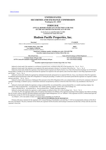 Miniature Hudson Pacific Properties
 10-K Rapport annuel 2012