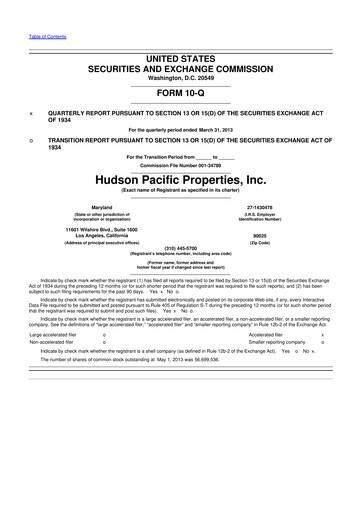 Thumbnail Hudson Pacific Properties
 10-Q Quarterly Report FY2013 