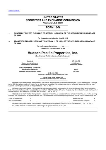 Thumbnail Hudson Pacific Properties
 10-Q Quarterly Report FY2013 