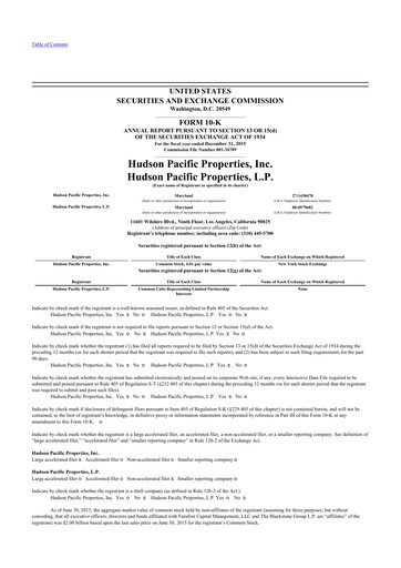 Miniature Hudson Pacific Properties
 10-K Rapport annuel 