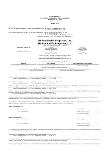 Miniature Hudson Pacific Properties
 10-K Rapport annuel 