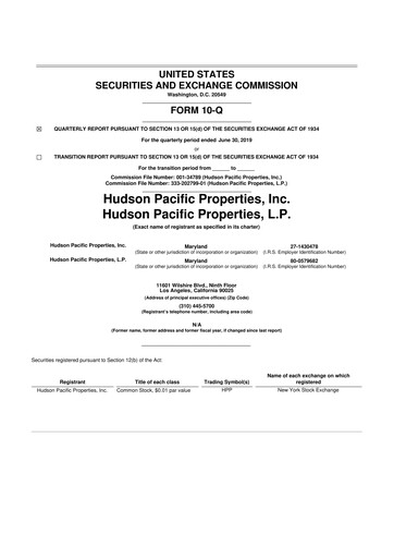 Thumbnail Hudson Pacific Properties
 10-Q Quarterly Report FY 