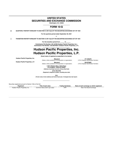 Thumbnail Hudson Pacific Properties
 10-Q Quarterly Report FY 