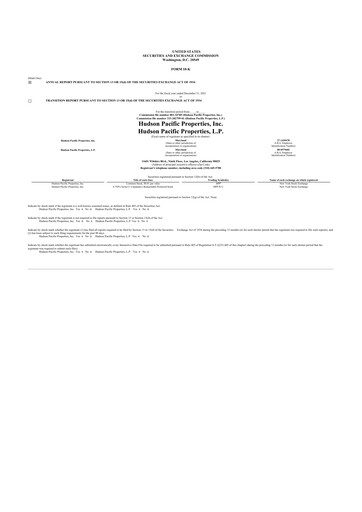 Miniature Hudson Pacific Properties
 10-K Rapport annuel 2021