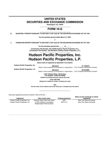 Thumbnail Hudson Pacific Properties
 10-Q Quarterly Report FY 