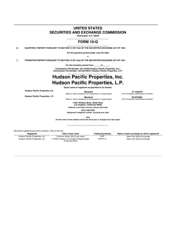 Thumbnail Hudson Pacific Properties
 10-Q Quarterly Report FY 