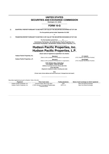 Thumbnail Hudson Pacific Properties
 10-Q Quarterly Report FY 