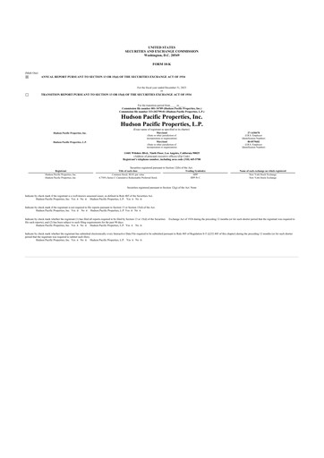 Miniature Hudson Pacific Properties
 10-K Rapport annuel 2023