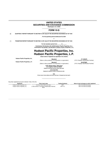 Thumbnail Hudson Pacific Properties
 10-Q Quarterly Report FY 