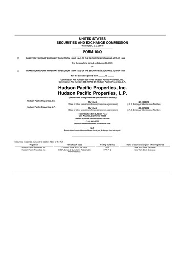 Thumbnail Hudson Pacific Properties
 10-Q Quarterly Report FY 