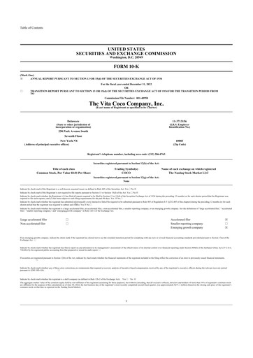 Thumbnail The Vita Coco Company 10-K Annual Report 2022