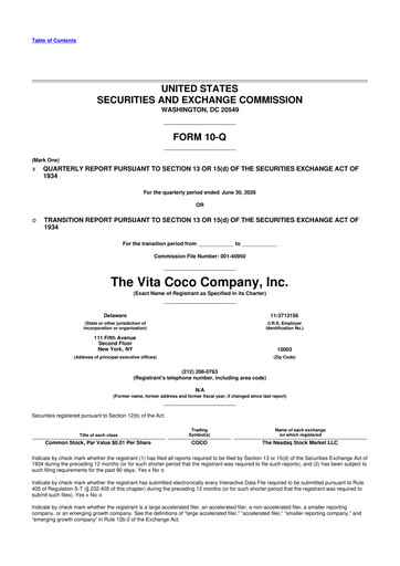 Miniature The Vita Coco Company 10-Q Rapport trimestriel 2026 