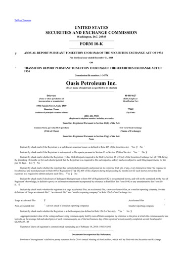 Thumbnail Chord Energy 10-K Annual Report 2015