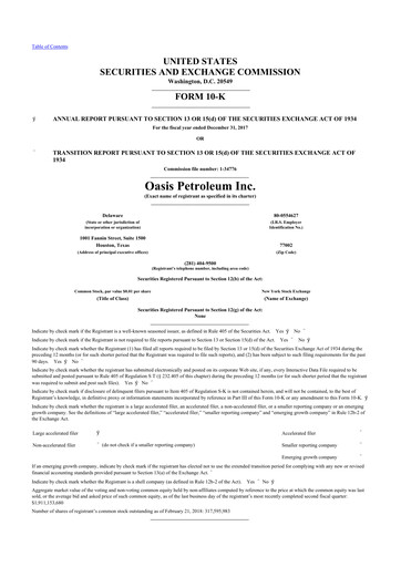 Thumbnail Chord Energy 10-K Annual Report 2017