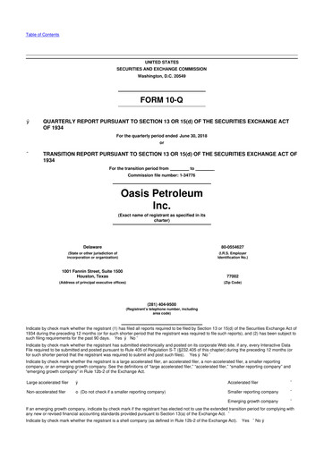 Thumbnail Chord Energy 10-Q Quarterly Report FY2018 