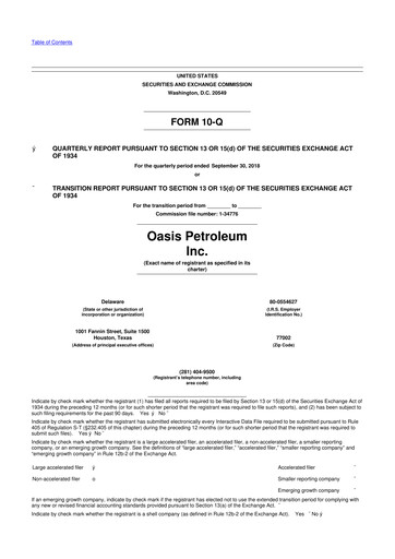Thumbnail Chord Energy 10-Q Quarterly Report FY2018 