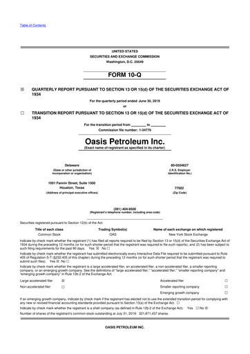 Thumbnail Chord Energy 10-Q Quarterly Report FY2019 