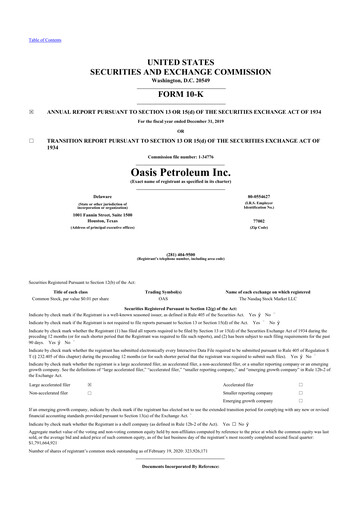 Thumbnail Chord Energy 10-K Annual Report 2019