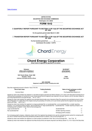 Thumbnail Chord Energy 10-Q Quarterly Report FY2024 