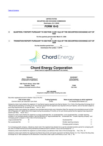 Thumbnail Chord Energy 10-Q Quarterly Report FY 