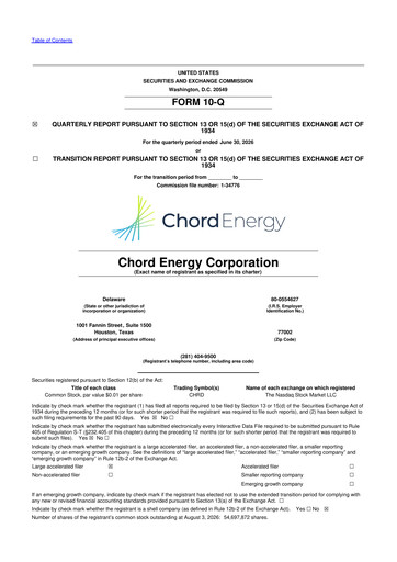 Thumbnail Chord Energy 10-Q Quarterly Report FY2026 