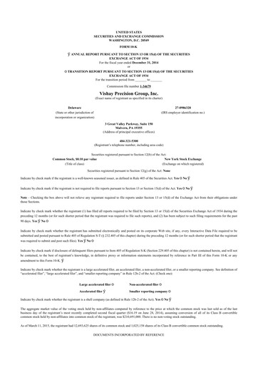 Thumbnail Vishay Precision Group
 10-K Annual Report 2014