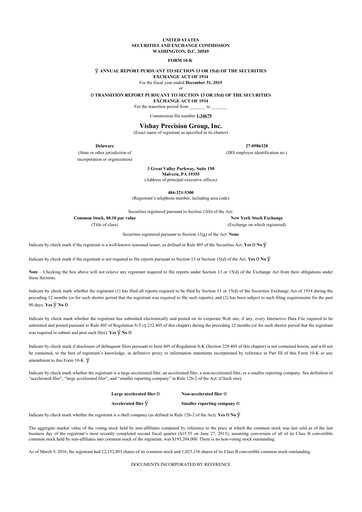 Thumbnail Vishay Precision Group
 10-K Annual Report 2015