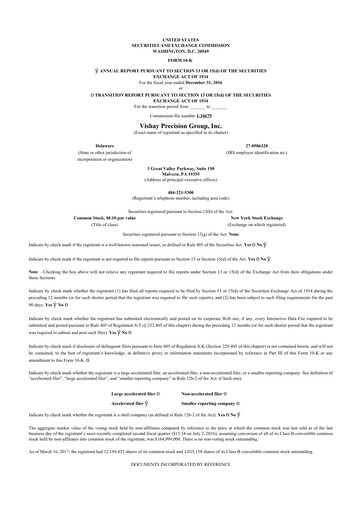 Thumbnail Vishay Precision Group
 10-K Annual Report 2016