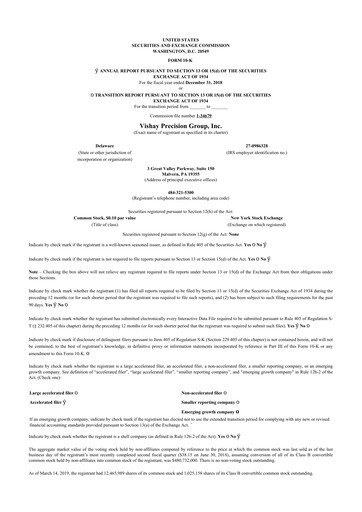 Thumbnail Vishay Precision Group
 10-K Annual Report 2018